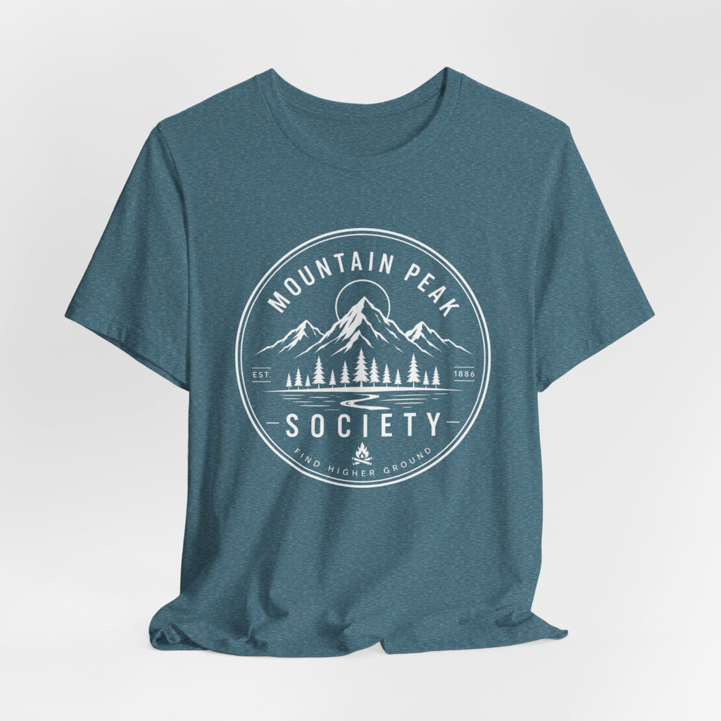 Mountain Peak Society - Find Higher Ground Outdoor Graphic T-Shirt