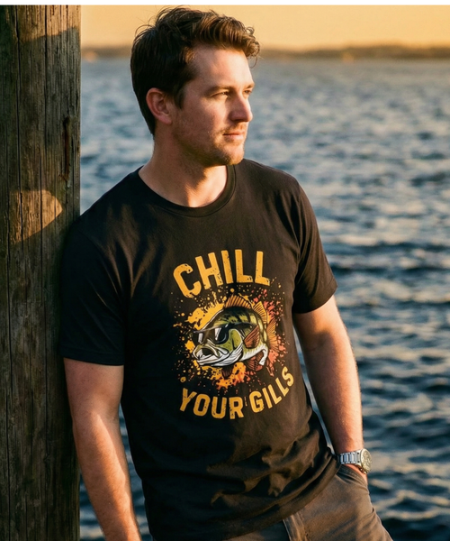 Chill Your Gills – Fishing Graphic T-Shirt