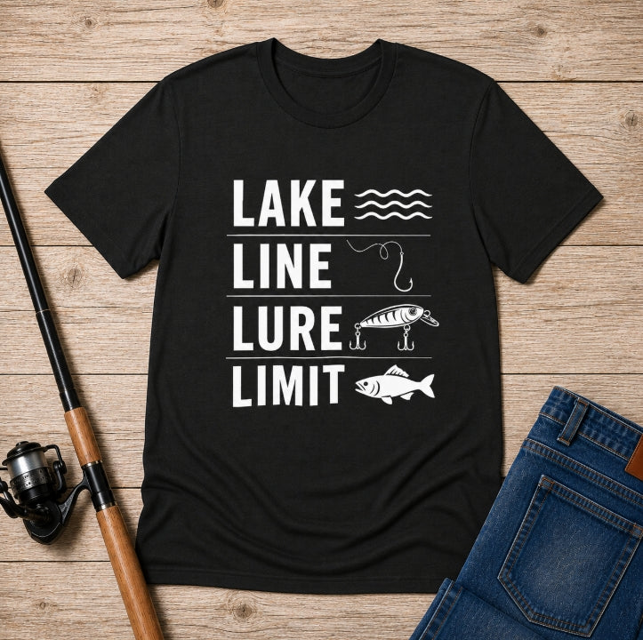 Lake Line Lure Limit - Graphic Fishing T-Shirt
