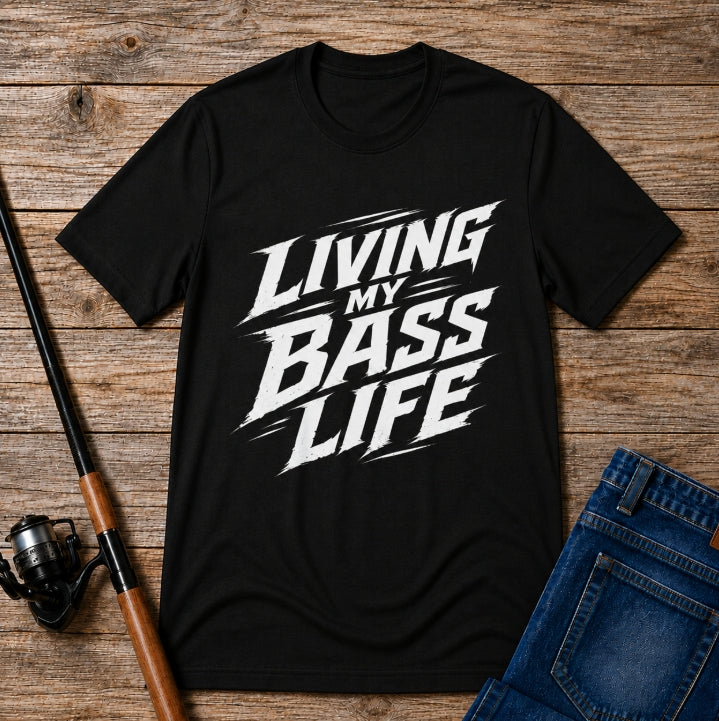 Living My Bass Life – Fishing Graphic T-Shirt