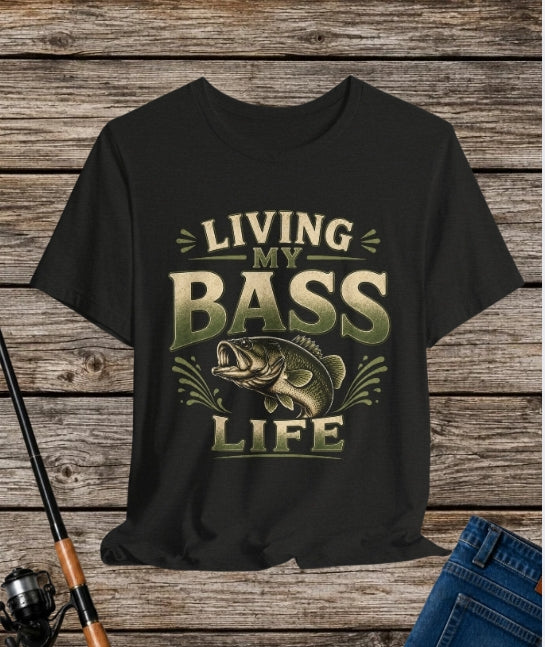 Living My Bass Life – Vintage Fishing Graphic T-Shirt