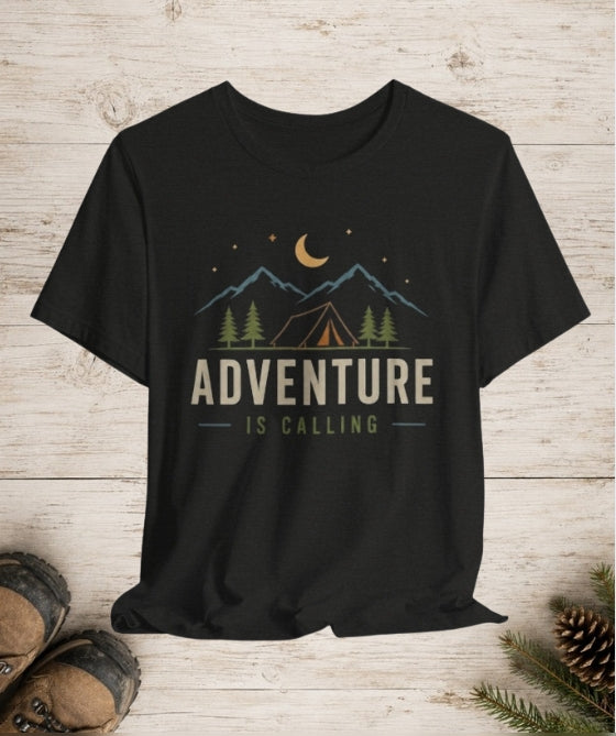 Adventure Is Calling - Camping & Mountain Graphic T-Shirt