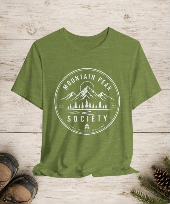 Mountain Peak Society - Find Higher Ground Outdoor Graphic T-Shirt