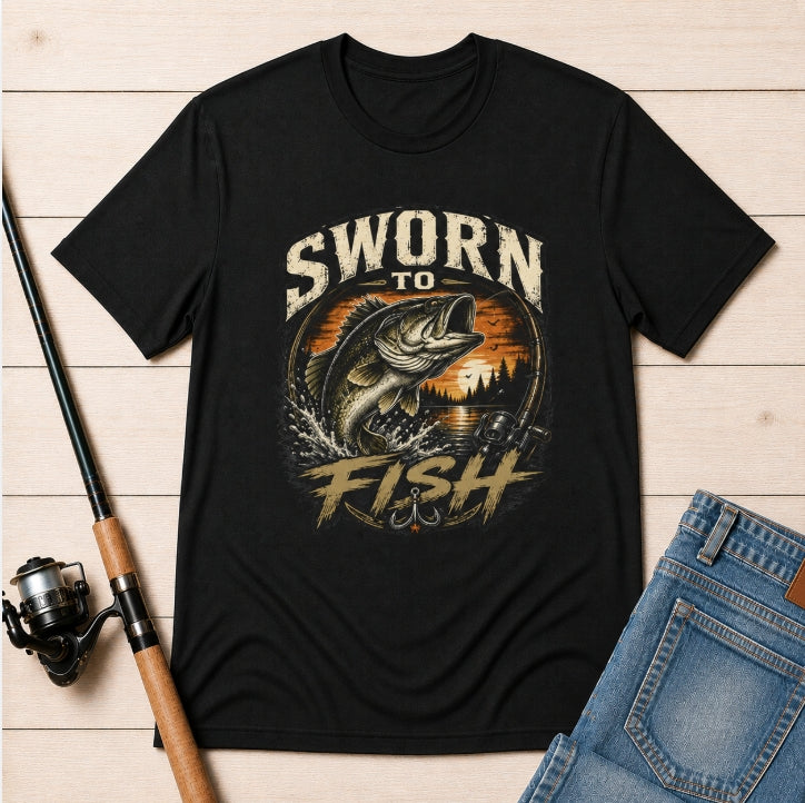 Sworn to Fish – Fishing Graphic T-Shirt