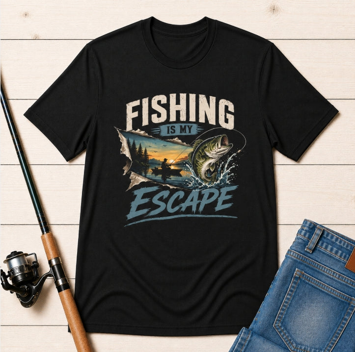 Fishing Is My Escape – Bass Fishing Graphic T-Shirt